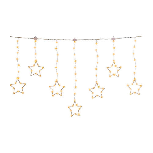 Lichtervorhang mit Sternen – 156 warmweiße Micro-LEDs, 8 Leuchtprogramme, 120 cm, Innen/Außen, verlängerbar 3