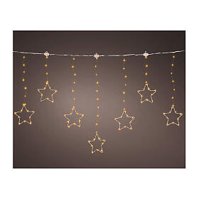 Curtain of classic warm stars, 156 micro LEDs, 8 light plays, 47 in, indoot/outdoor, extensible