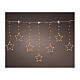 Curtain of classic warm stars, 156 micro LEDs, 8 light plays, 47 in, indoot/outdoor, extensible s2