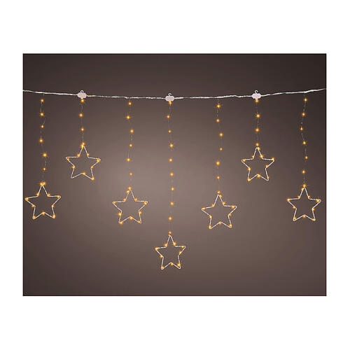 Rideau étoiles chaud classique 156 micro LEDs 8 jeux de lumières 120 cm int/ext extensible 2