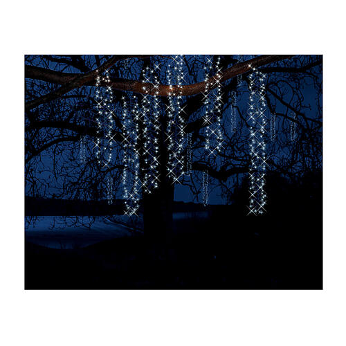 Cluster twinkle curtain of 480 classic white LED Christmas lights, 8 light plays, 2 m long, in/outdoor 10