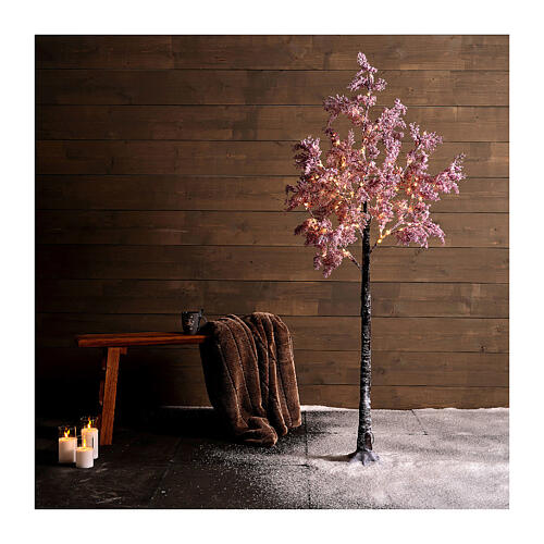 Illuminated tree with pink flowers 180 warm white LEDs, indoor/outdoor, 70 in 2