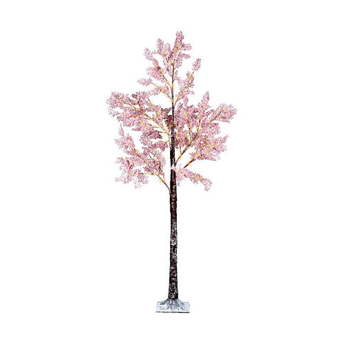 Albero illuminato fiori rosa 180 LED bianco caldo int est 180 cm 4