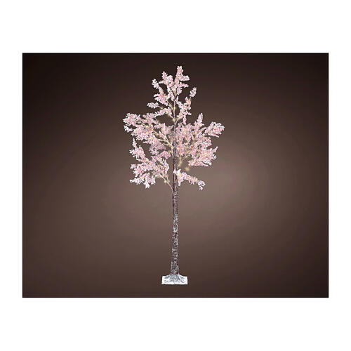 Albero illuminato fiori rosa 180 LED bianco caldo int est 180 cm 5