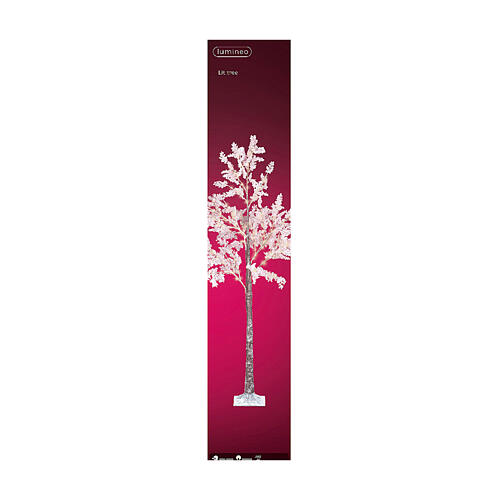 Albero illuminato fiori rosa 180 LED bianco caldo int est 180 cm 8