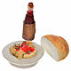 Piatto bottiglia pane 3pz presepe Napoli h max 2 cm s1