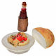 Neapolitan Nativity scene accessory, plate wine and bread 3 piec s1