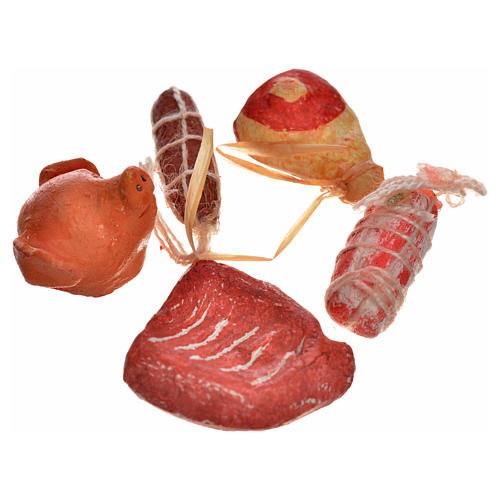 Mięso i wędliny 5 szt. terakota szopka neapolitańska h max 2,5 cm 2