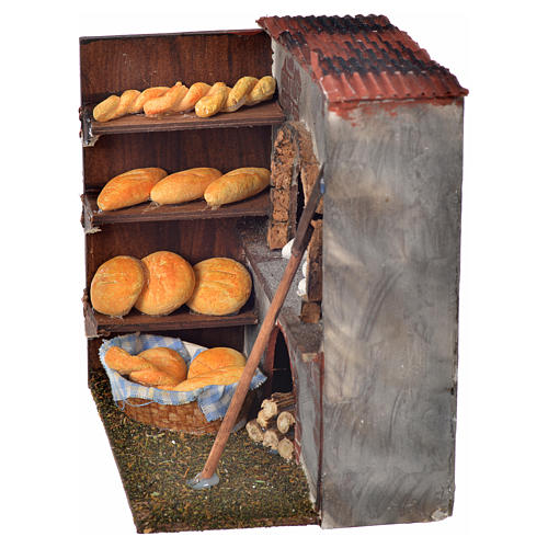 Neapolitan Nativity scene accessory, oven with bread 14x10x9cm 2