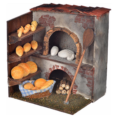 Neapolitan Nativity scene accessory, oven with bread 14x10x9cm 1