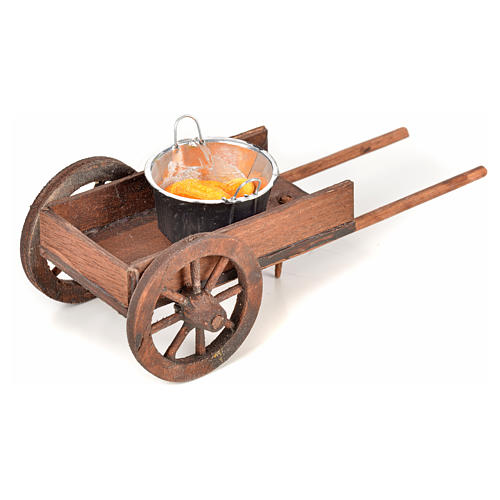 Carretto pentole con pannocchie presepe Napoli 4,5x11x5,5 cm 2