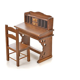 Ensemble Miniature Lit Double Et Tables De Nuit - Décoration Maison De Poupée, Mobilier En Bois Blanc - 15x11.9x7.9cm