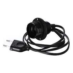 Lampenfassung E27, schwarz, mit Kabel und Eurostecker
