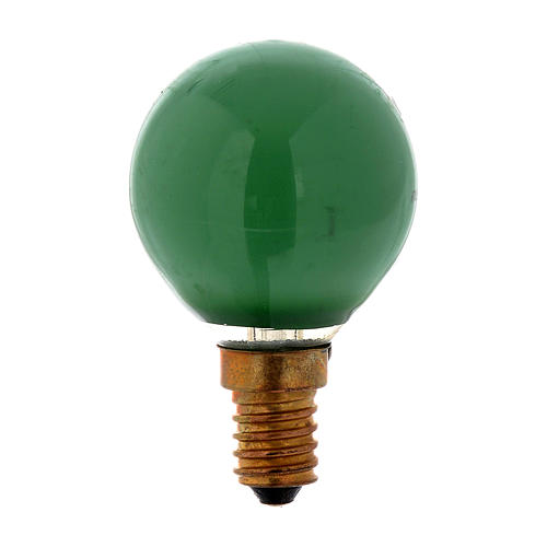 Żarówka E14 zielona 25W do oświetlenia szopki 1