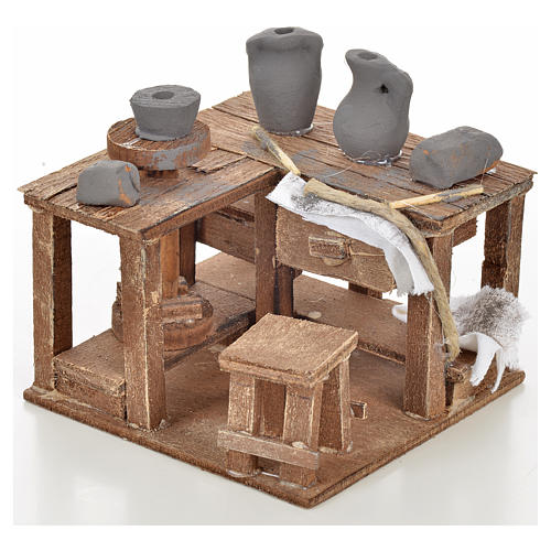 Neapolitan Nativity scene accessory, ceramist's table 9x9x6cm 1