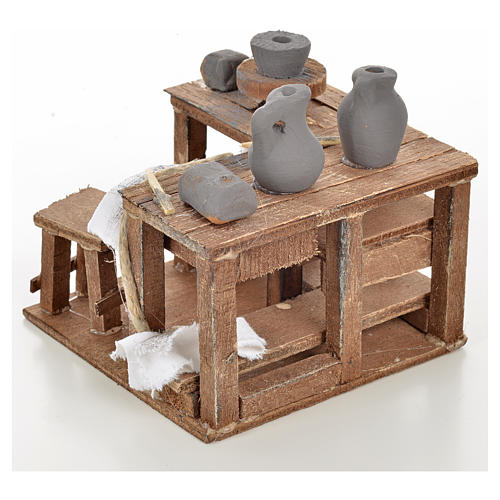Neapolitan Nativity scene accessory, ceramist's table 9x9x6cm 3