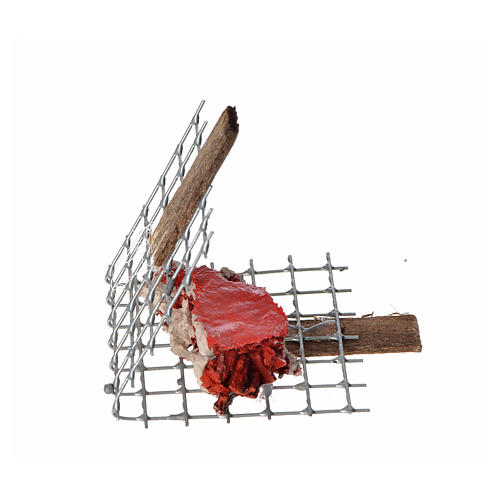 Nativity accessory, iron grill with meat 5x4cm 2