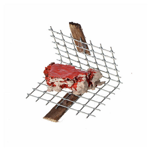 Gril siatka metalowa z mięsem 5x4 cm 1