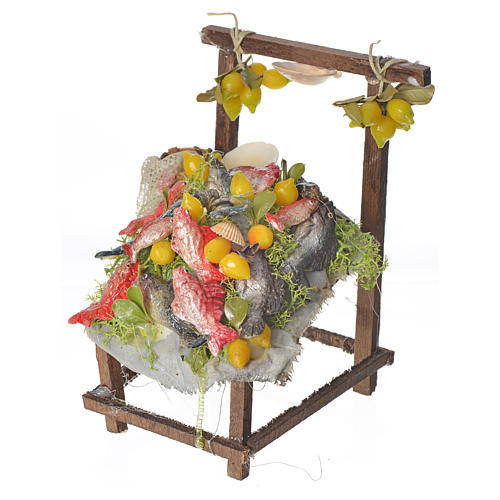 Nativity accessory, fishmonger's stall in wax 10x9x14cm 2