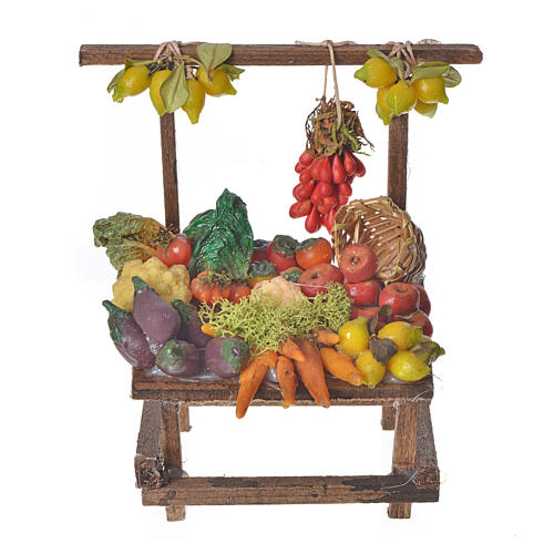 Nativity accessory, greengrocer's stall in wax 10x9x14cm 1