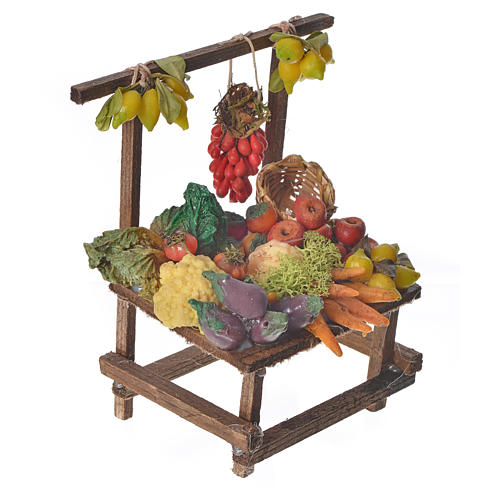 Nativity accessory, greengrocer's stall in wax 10x9x14cm 2