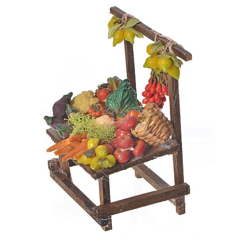 Nativity accessory, greengrocer's stall in wax 10x9x14cm 3