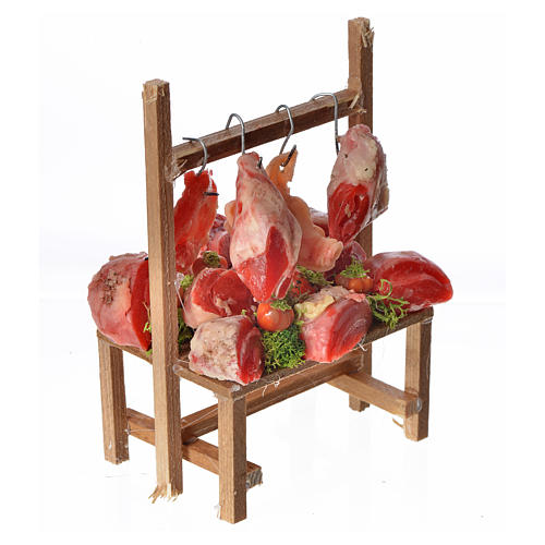 Nativity accessory, butcher's stall in wax 9.5x5x14cm 2