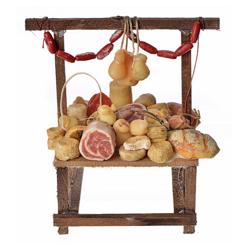 Nativity accessory, cold meat seller's stall in wax 9.5x5x14cm 1