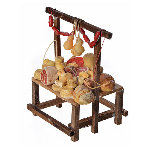 Nativity accessory, cold meat seller's stall in wax 9.5x5x14cm 2
