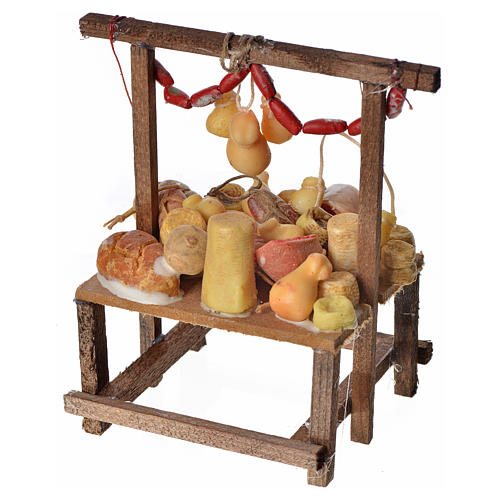 Nativity accessory, cold meat seller's stall in wax 9.5x5x14cm 3