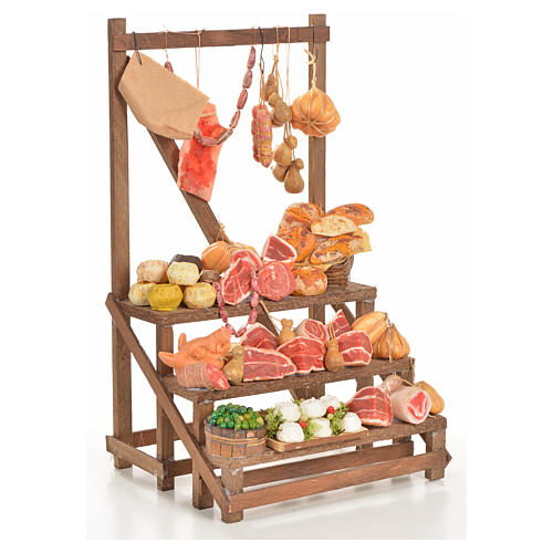 Nativity accessory, cold meat seller's stall 20x22x40cm 4