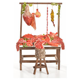 Aliments en miniature: Banc du boucher en cire en miniature 20x27x44cm Aliments en miniature: Banc du boucher en cire en miniature 20x27x44cm