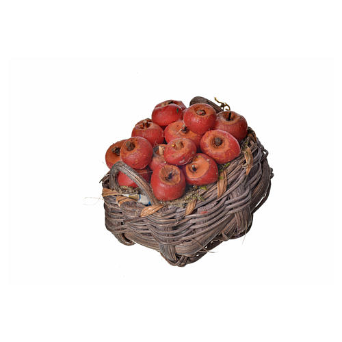 Korb mit Äpfeln aus Wachs 4,5x5,5x6cm 2