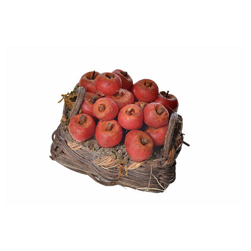 Korb mit Äpfeln aus Wachs 4,5x5,5x6cm 3