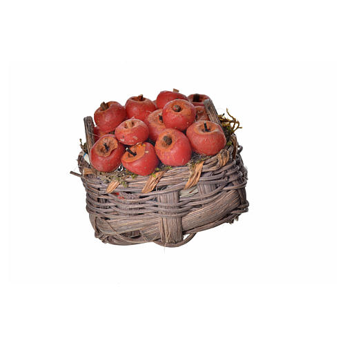 Nativity accessory, apple basket in wax, 4.5x5.5x6cm 1