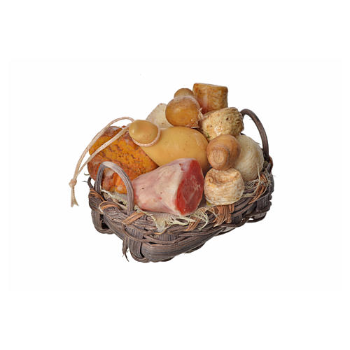 Nativity accessory, bread and cold meat basket in wax, 4.5x5.5x6 2