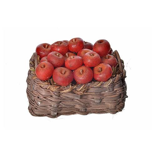 Nativity accessory, apple basket in wax, 10x7x8cm 1