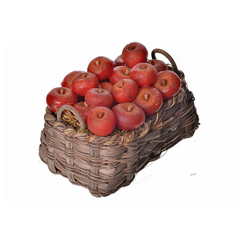 Nativity accessory, apple basket in wax, 10x7x8cm 2
