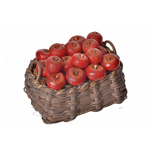 Nativity accessory, apple basket in wax, 10x7x8cm 3