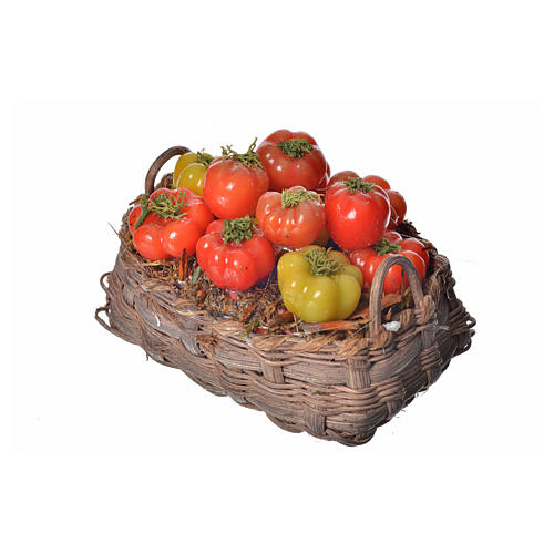 Korb mit Tomaten aus Wachs 10x7x8cm 3