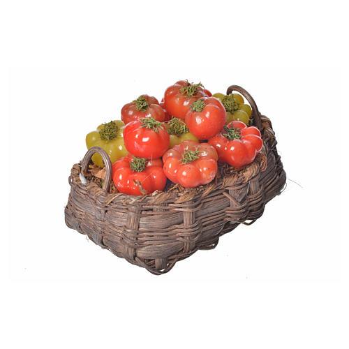 Nativity accessory, tomato basket in wax, 10x7x8cm 2