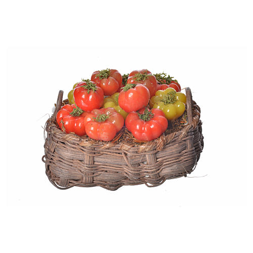 Mini panier tomates en cire pour crèche 10x7x8cm 1