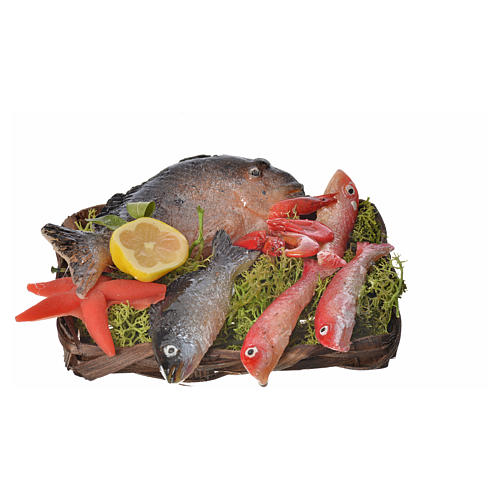 Mini panier poissons en cire pour crèche 10x7x8cm 1