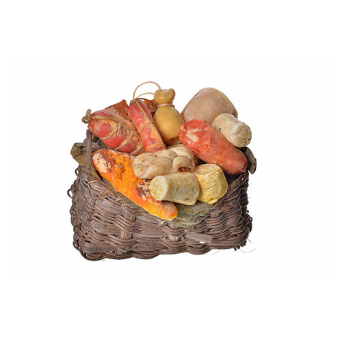 Nativity accessory, cold meat basket in wax, 10x7x8cm 1