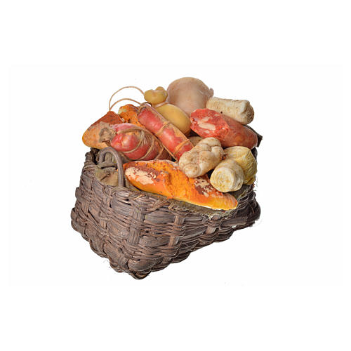 Nativity accessory, cold meat basket in wax, 10x7x8cm 2