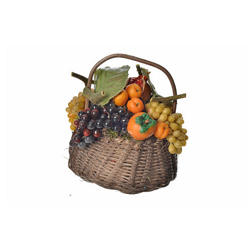 Mini panier fruits et kaki en cire pour crèche 10x7x8cm 1