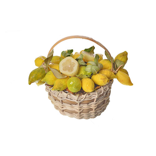 Nativity accessory, lemon basket in wax, 10x7x8cm 1