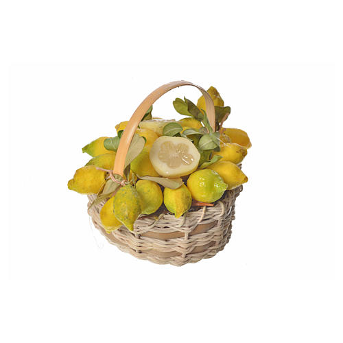 Nativity accessory, lemon basket in wax, 10x7x8cm 2