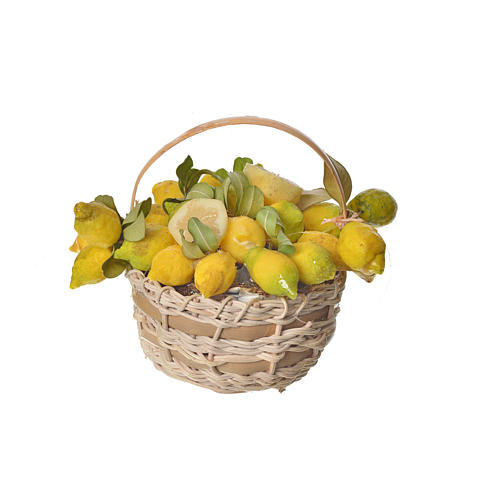 Nativity accessory, lemon basket in wax, 10x7x8cm 3
