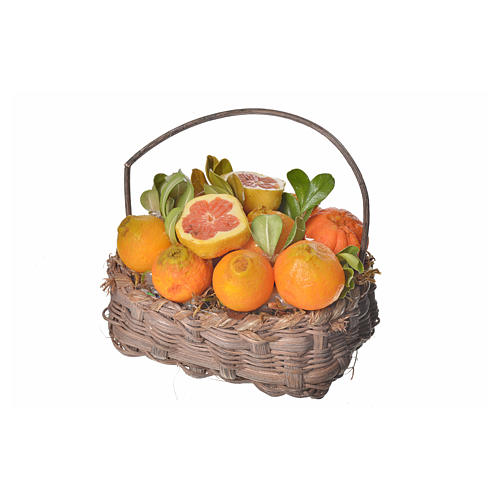 Korb mit Orangen aus Wachs 10x7x8cm 3